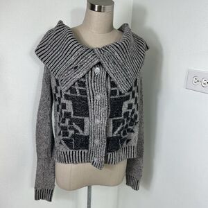 A/X ARMANI EXCHANGE oversized collar Roll Neck Button‎ Sweater Gray Size XS